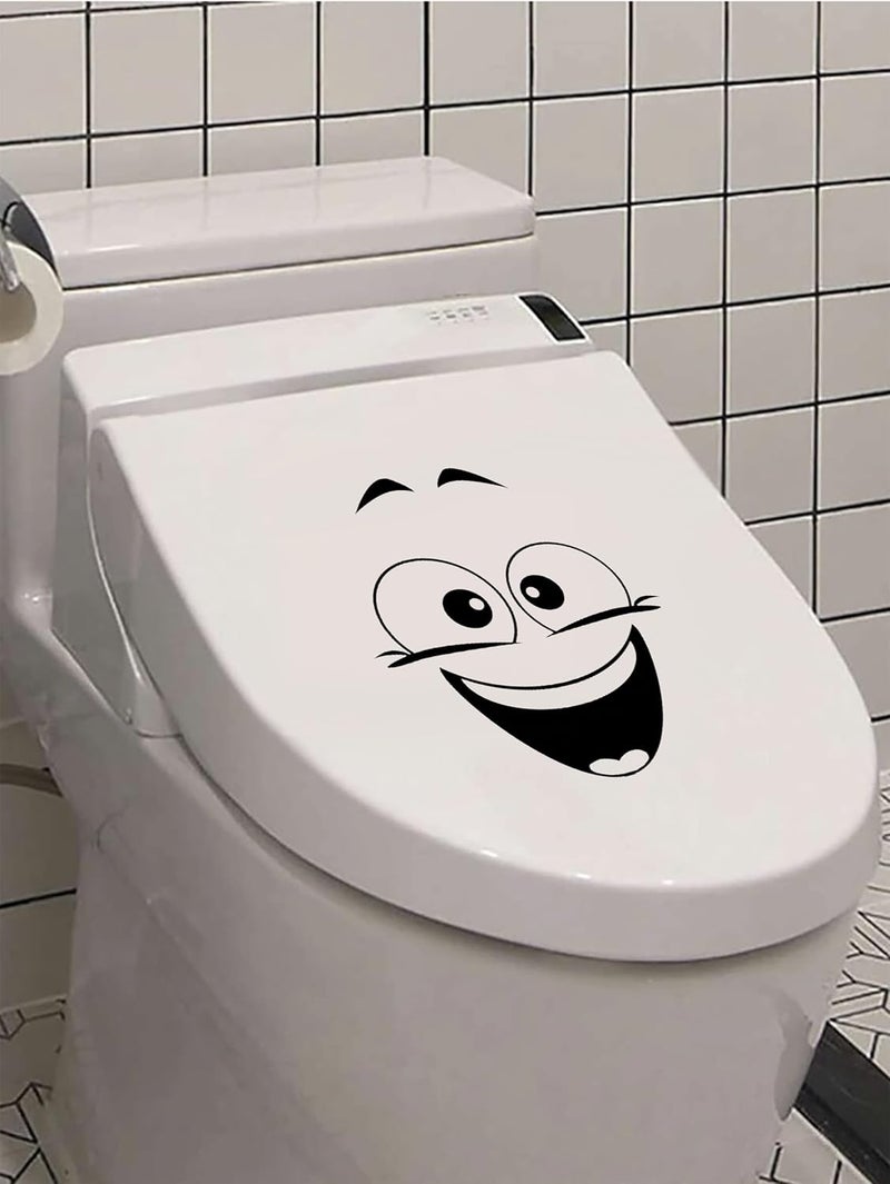 ASTUTE GRACE Toilet Smiley Funny Laughing Happy Face Emoji Decal Sticker for Bathroom Decor | Black | 8" | AG-679 - Image 2
